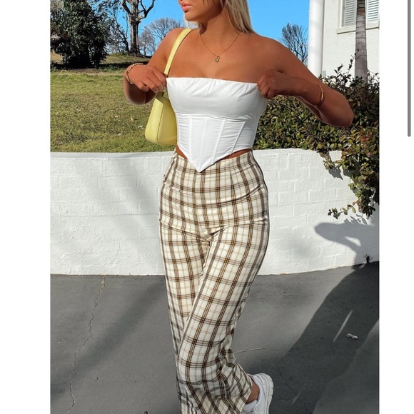 Princess Polly Euros Yellow Check Pants - Picture 2 of 11